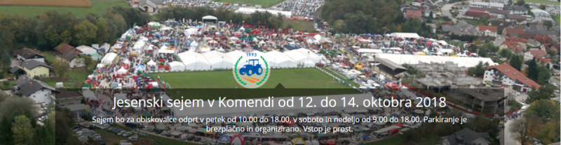 Jesenski sejem v Komendi od 12. do 14. oktobra 2018