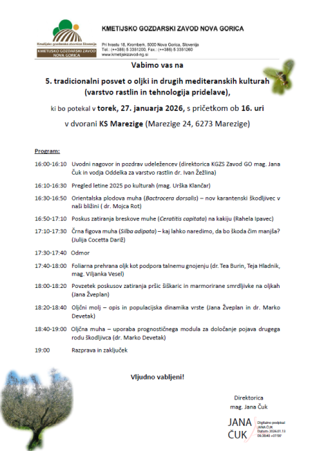 Vabilo 5. tradicionalni posvet o oljki in drugih mediteranskih kulturah